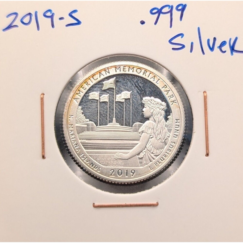2019‑S Silver Proof Quarter • American Memorial Park • .999 Fine • Toned